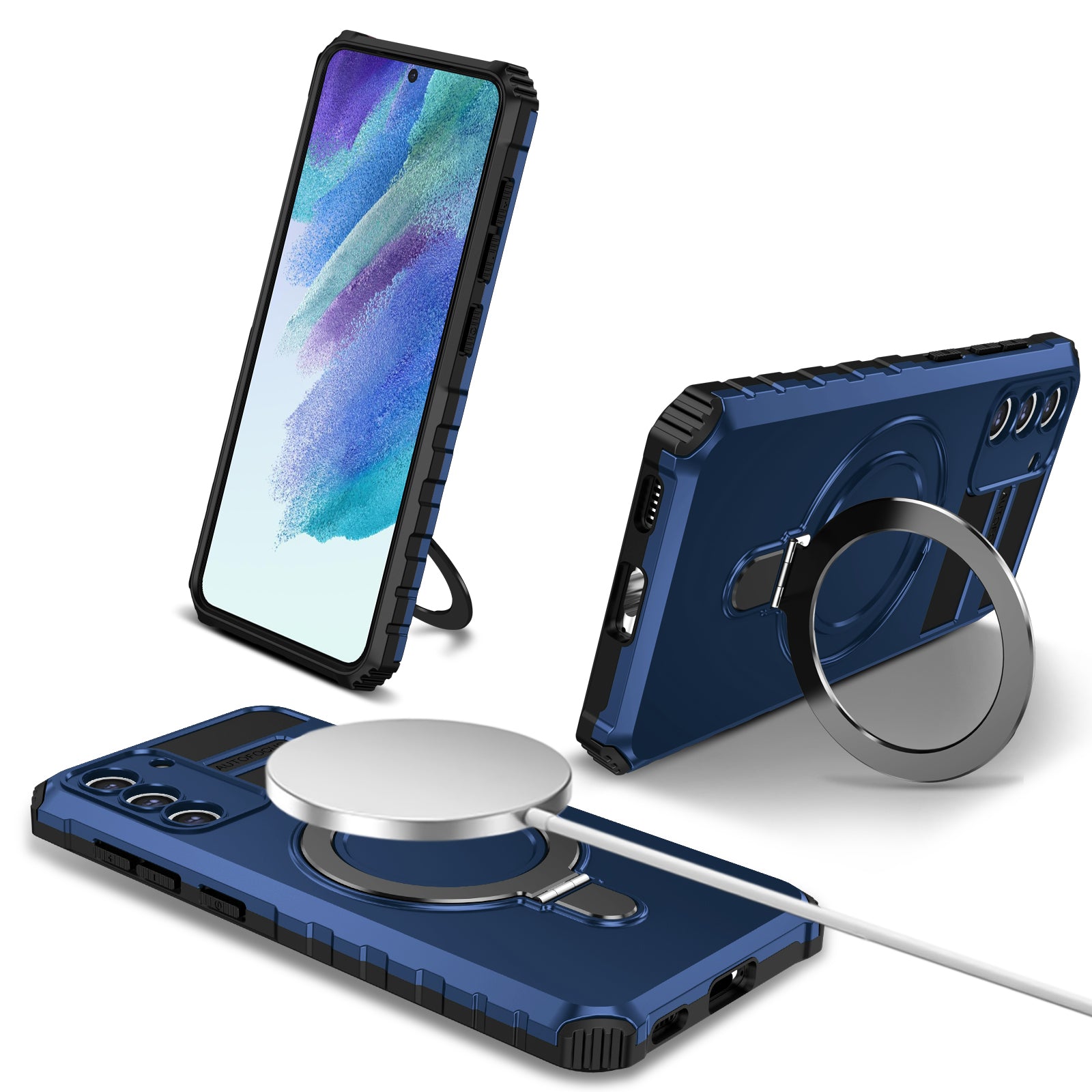 For Samsung Galaxy S21 FE 5G Cell Phone Case PC TPU Magnetic Metal Ring Kickstand Cover For Samsung Galaxy S21 FE 5G Cell Phone Case PC TPU Magnetic Metal Ring Kickstand Cover